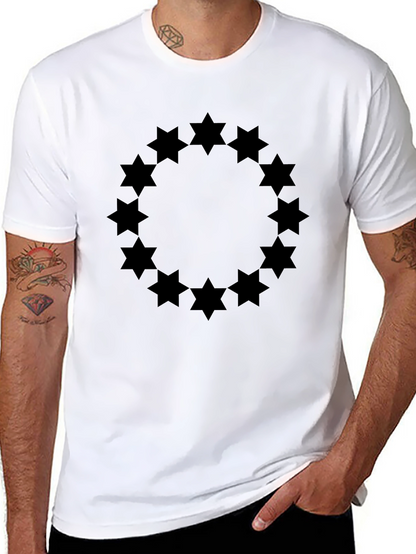 Geometric Star Circle Graphic Tee - Black