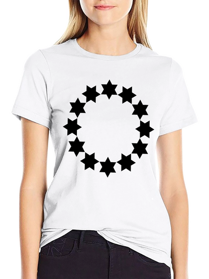 Geometric Star Circle Graphic Tee - Black