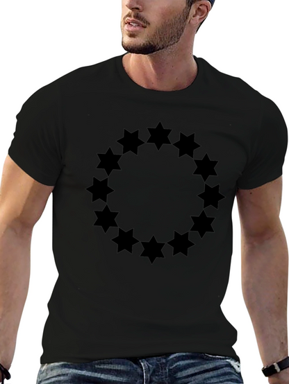 Geometric Star Circle Graphic Tee - Black