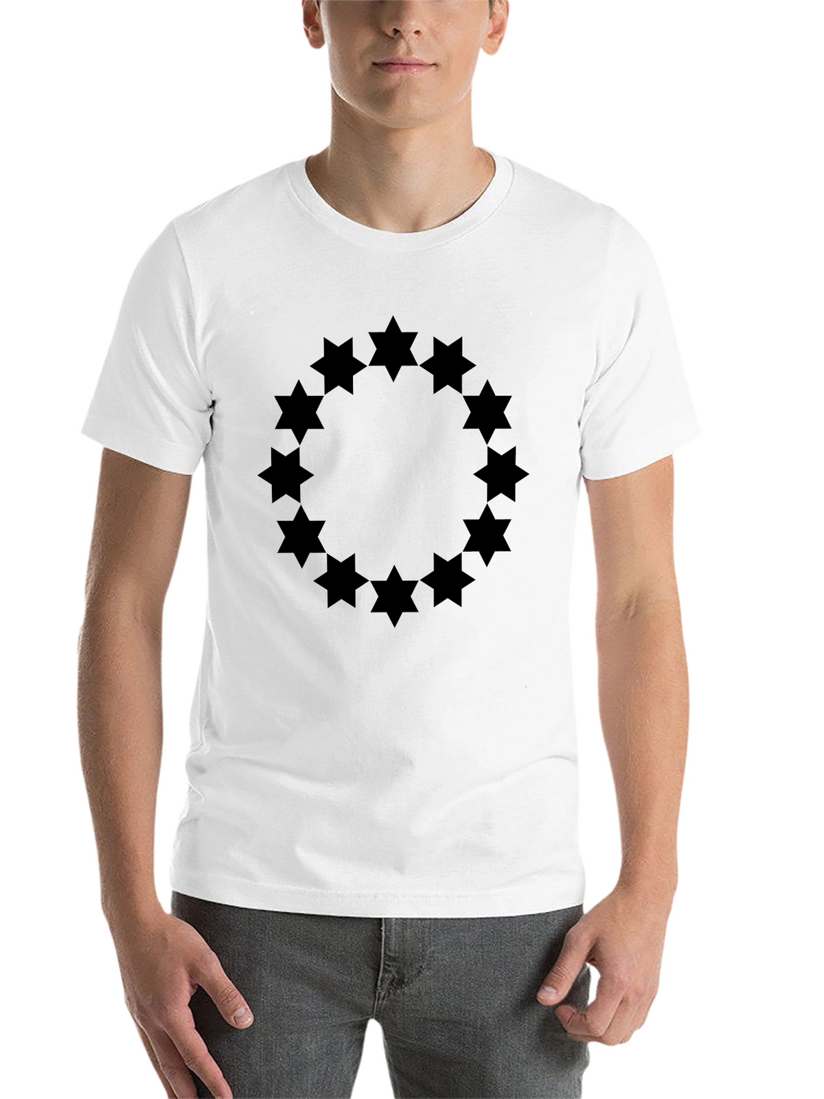 Geometric Star Circle Graphic Tee - Black