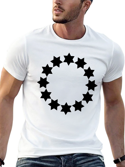 Geometric Star Circle Graphic Tee - Black