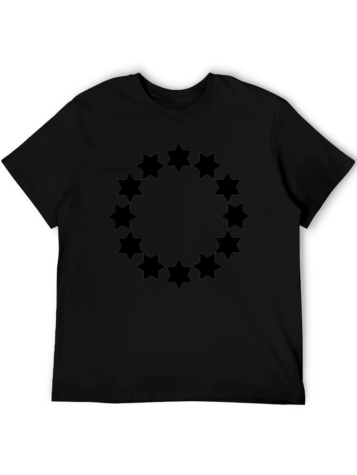 Geometric Star Circle Graphic Tee - Black