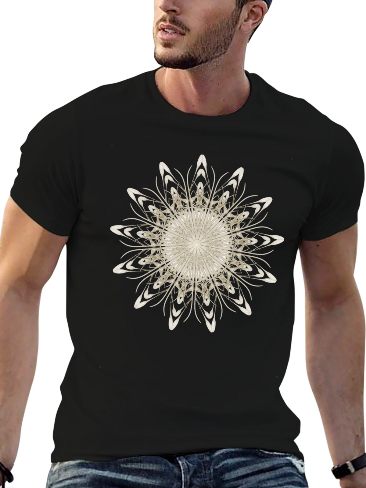 Abstract Floral Graphic Black T-Shirt