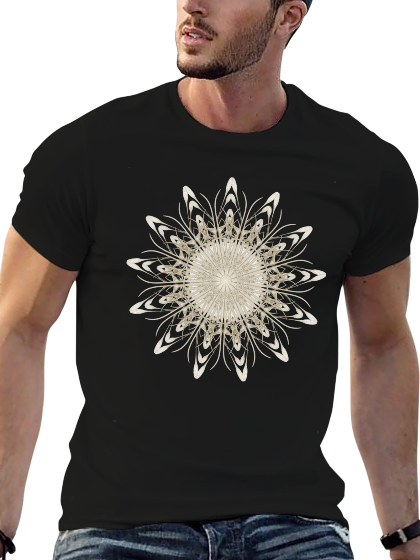 Abstract Floral Graphic Black T-Shirt
