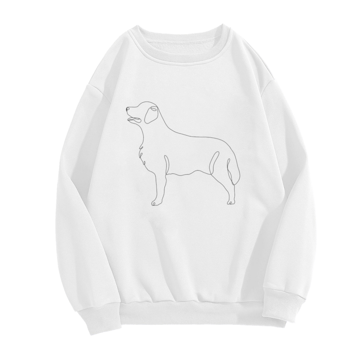 One Line Dog Crewneck Sweatshirt | Minimalist Single Line Art Dog Pullover, Simple Continuous Line Drawing Graphic Top, Dog Lover Gift