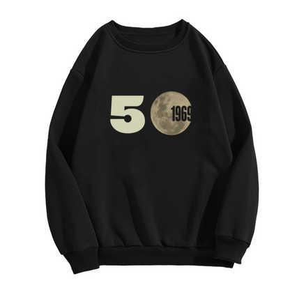 50th Moon Landing 1969 Sweatshirt | Retro Space Graphic Crewneck, Lunar Landing Anniversary Pullover Top, Space Lover Gift for Men Women