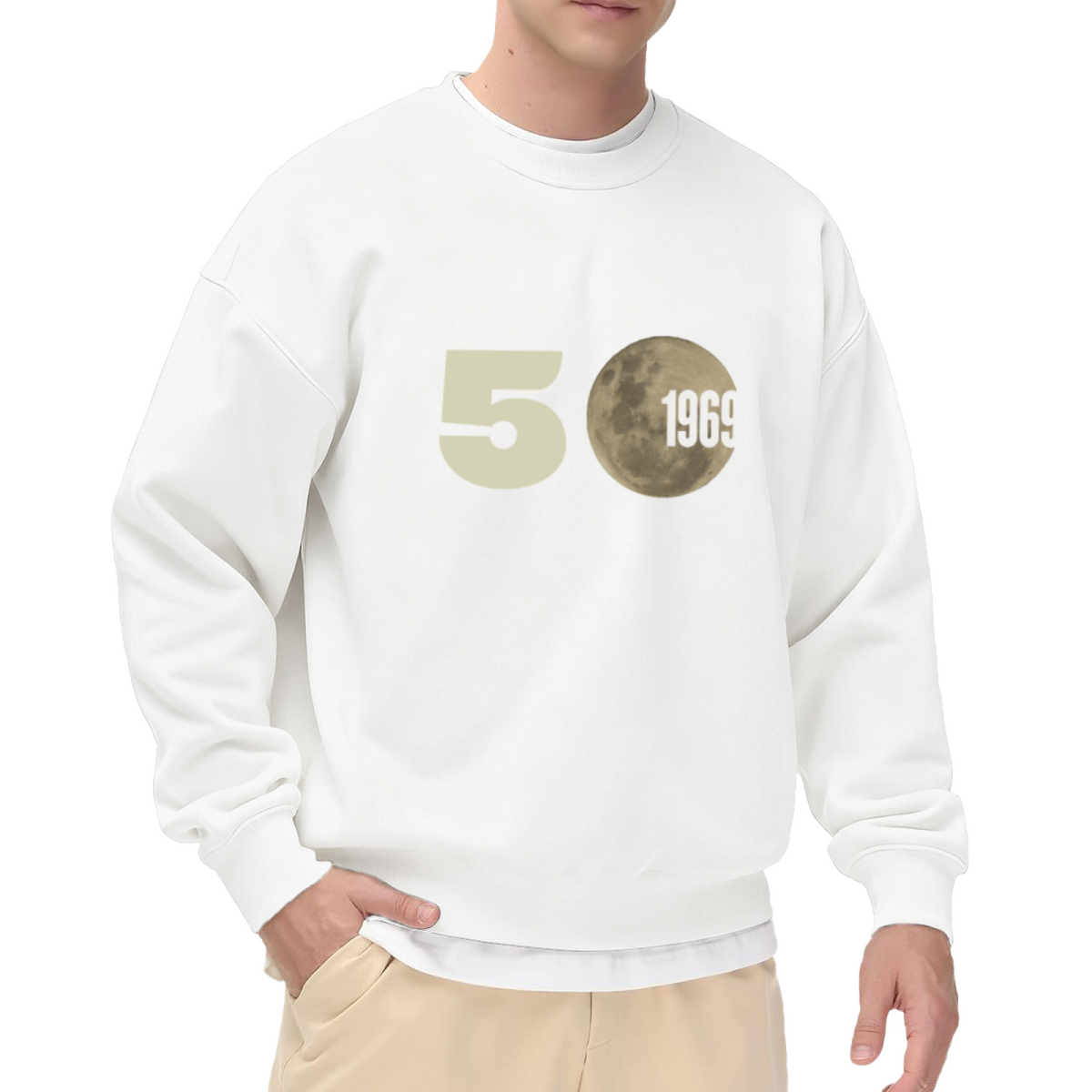 50th Moon Landing 1969 Sweatshirt | Retro Space Graphic Crewneck, Lunar Landing Anniversary Pullover Top, Space Lover Gift for Men Women