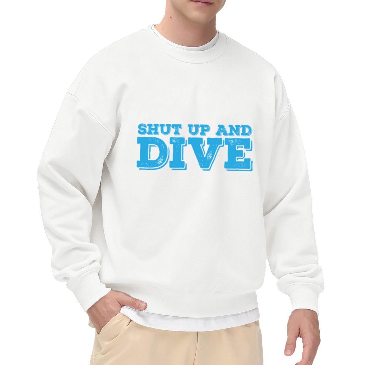 Shut Up And Dive Crewneck Sweatshirt - Scuba Diver Ocean Quote Pullover, Dive Lover Gift, Beach Vacation Top