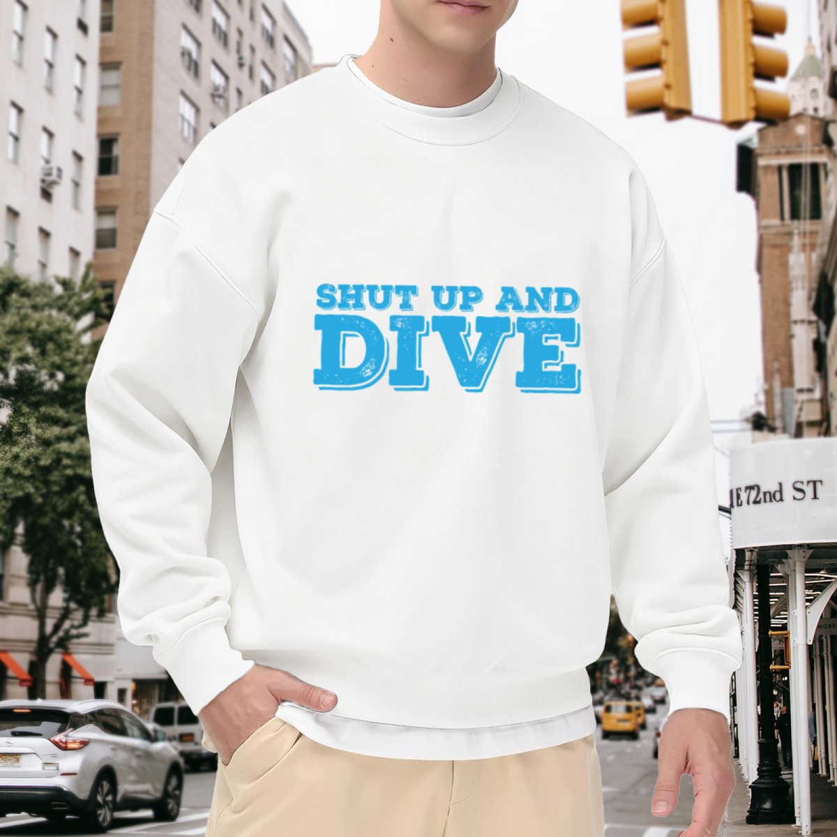 Shut Up And Dive Crewneck Sweatshirt - Scuba Diver Ocean Quote Pullover, Dive Lover Gift, Beach Vacation Top