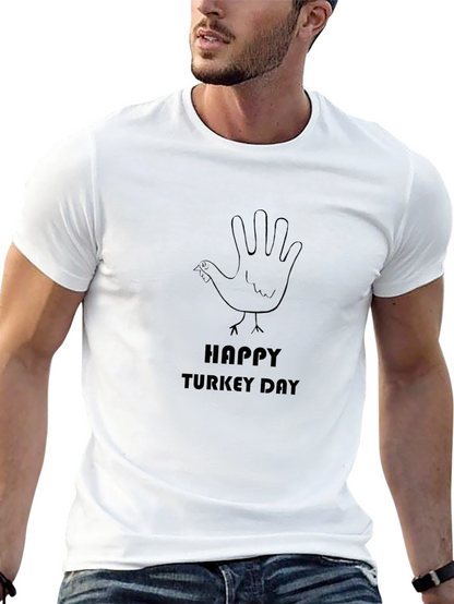 Happy Turkey Day Graphic T-Shirt - Black