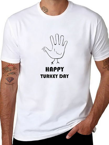Happy Turkey Day Graphic T-Shirt - Black