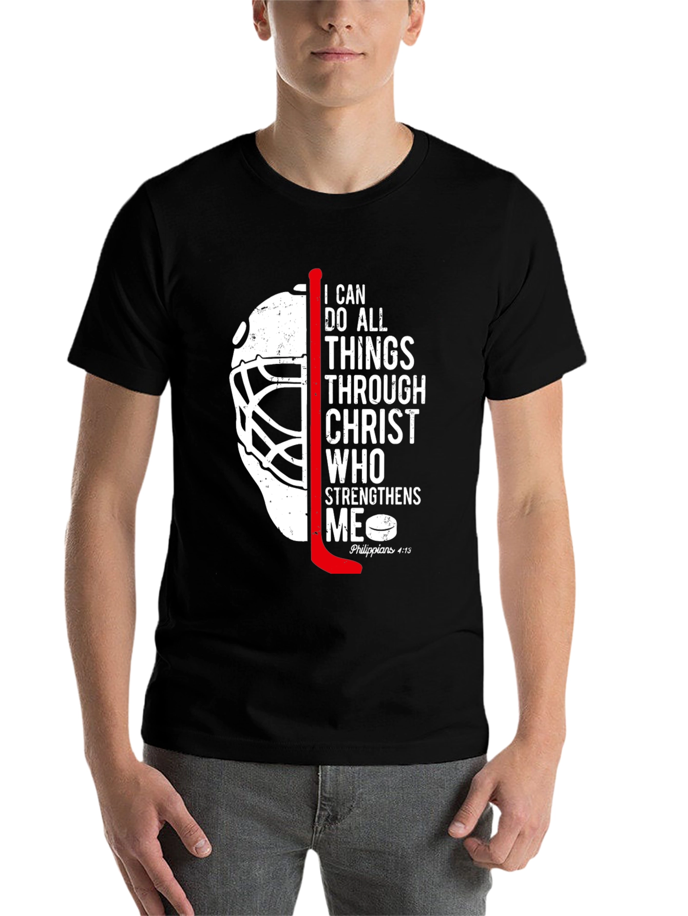 Hockey Christian T-Shirt I Can Do All Things Philippians 4:13