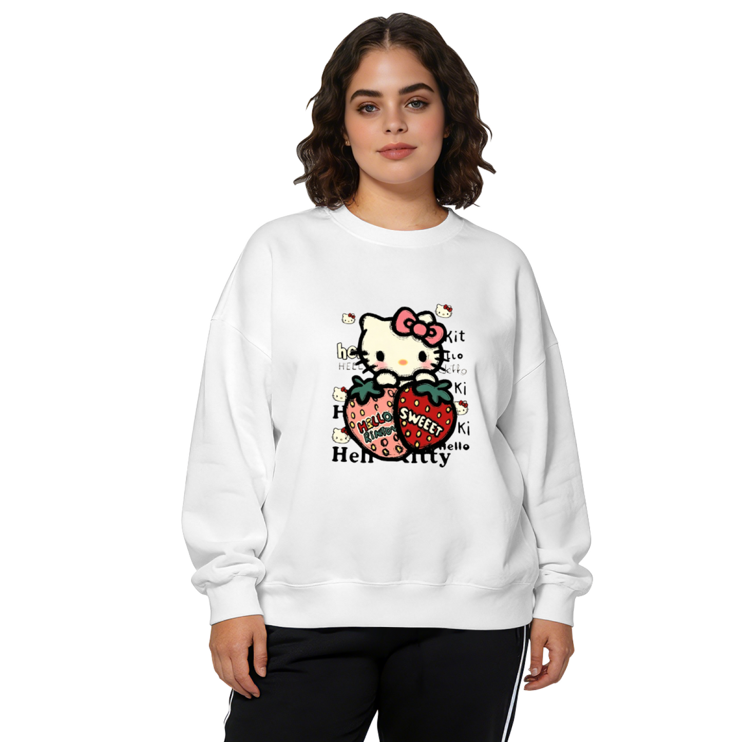 Sweet Strawberry Hello Kitty Y2K Aesthetic Crewneck Sweatshirt