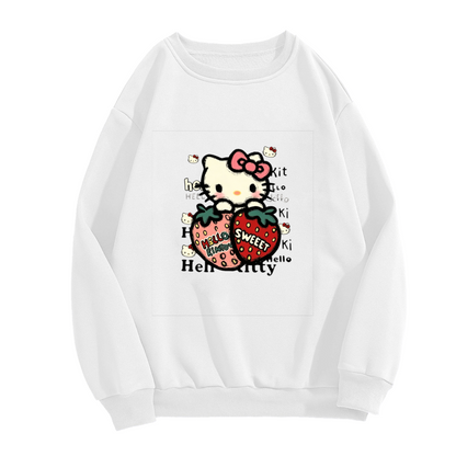 Sweet Strawberry Hello Kitty Y2K Aesthetic Crewneck Sweatshirt