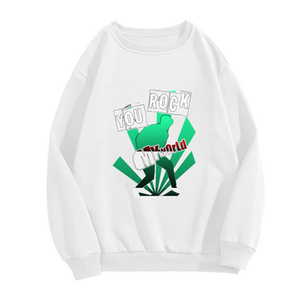 You Rock My World Sweatshirt | Retro Hip Hop Dancer Silhouette Graphic Crewneck, Pop Art Streetwear Pullover Top, Music Lover Gift