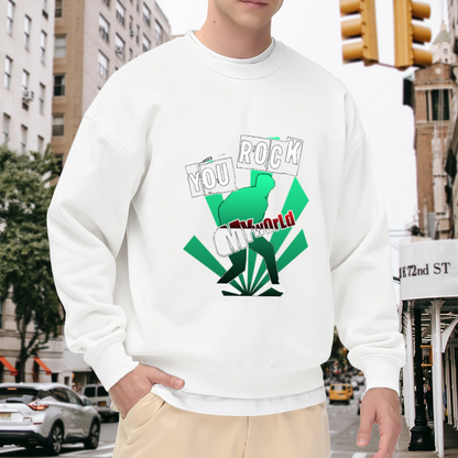 You Rock My World Sweatshirt | Retro Hip Hop Dancer Silhouette Graphic Crewneck, Pop Art Streetwear Pullover Top, Music Lover Gift