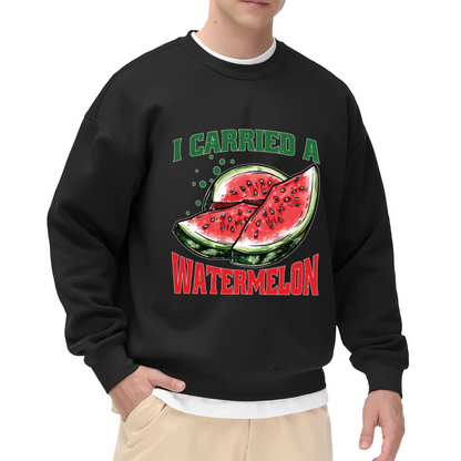 I Carried A Watermelon Crewneck Sweatshirt | Funny Watermelon Quote Pullover, Retro Fruit Graphic Top, Summer Gift