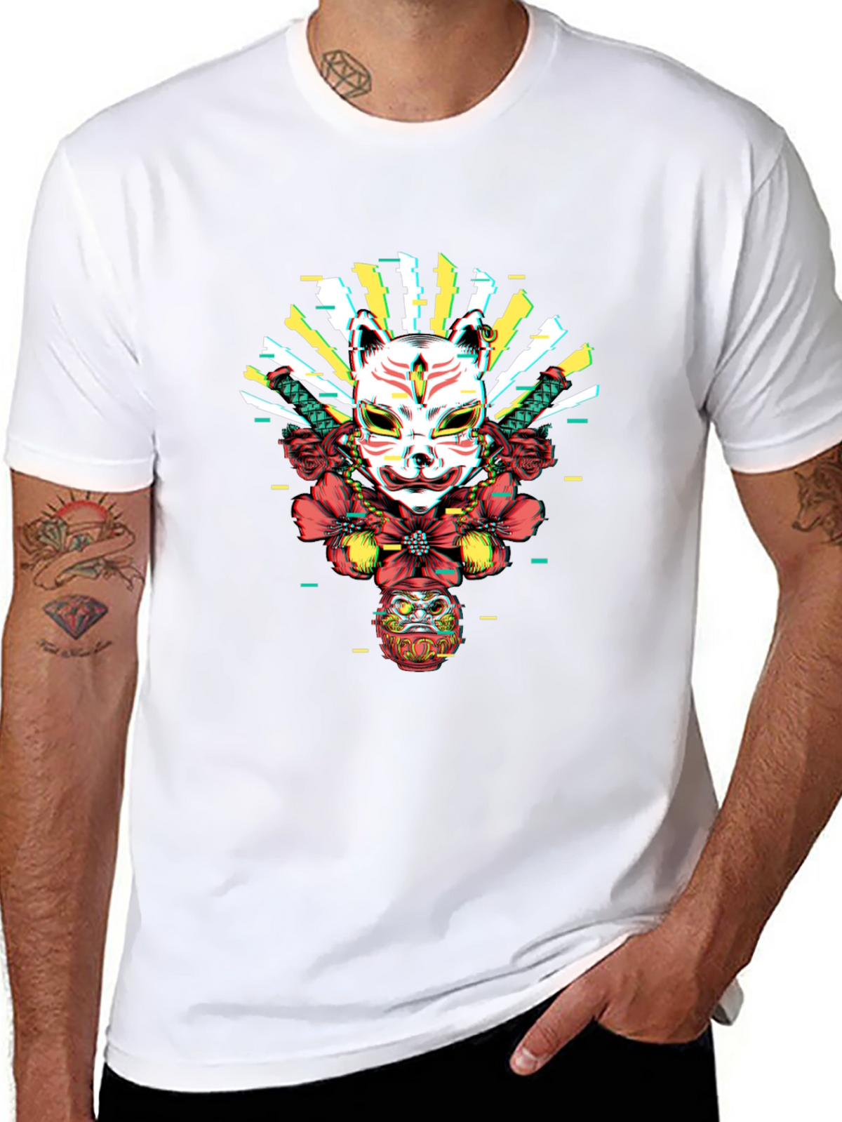 Japanese Kitsune Mask Graphic Tee