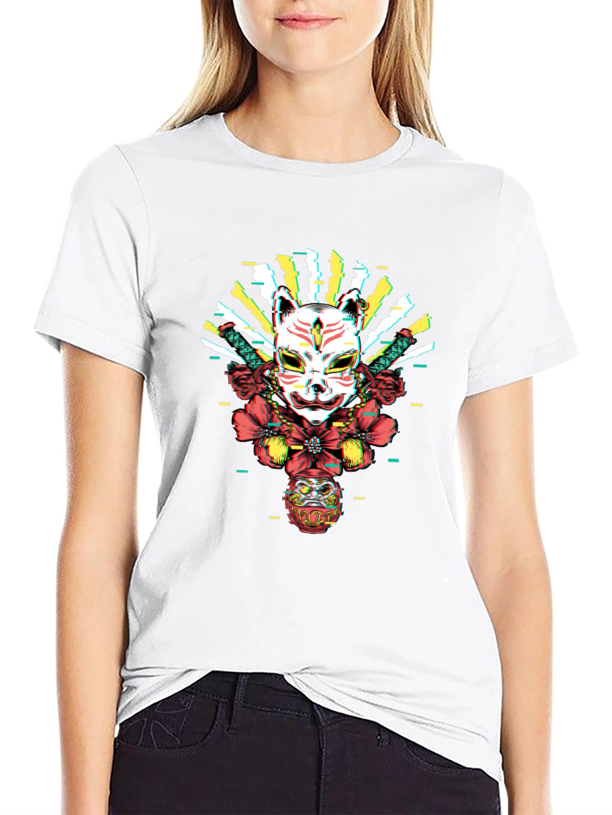 Japanese Kitsune Mask Graphic Tee