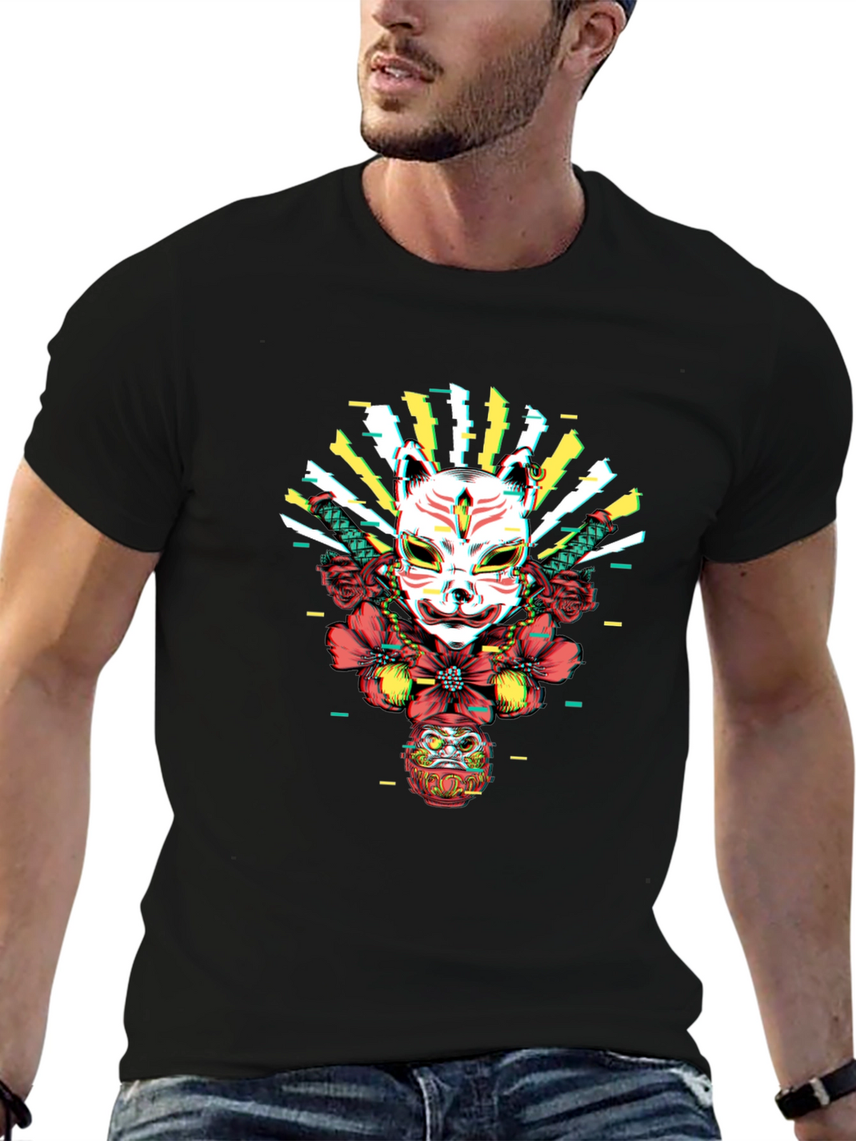 Japanese Kitsune Mask Graphic Tee