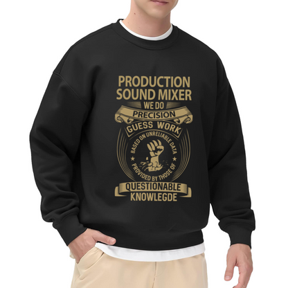 Production Sound Mixer Crewneck Sweatshirt | Funny Sound Mixer Quote Pullover, Vintage Emblem Graphic Top, Sound Engineer Gift