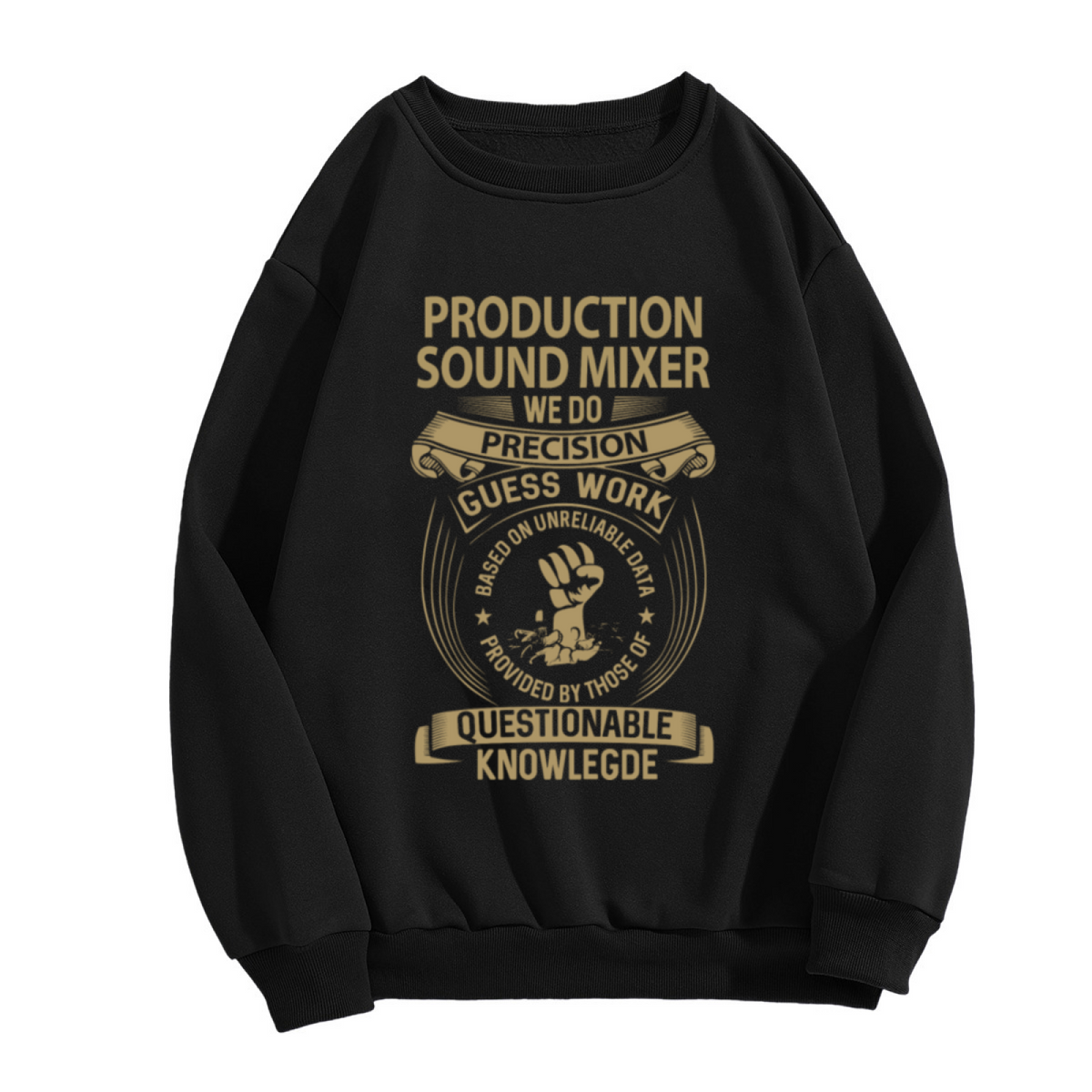 Production Sound Mixer Crewneck Sweatshirt | Funny Sound Mixer Quote Pullover, Vintage Emblem Graphic Top, Sound Engineer Gift