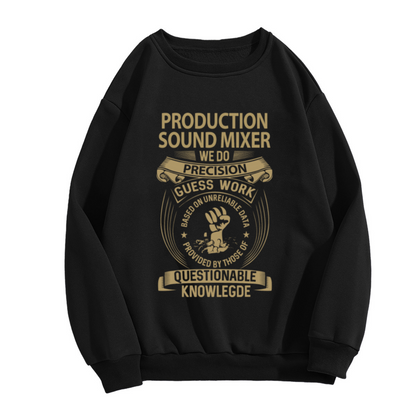 Production Sound Mixer Crewneck Sweatshirt | Funny Sound Mixer Quote Pullover, Vintage Emblem Graphic Top, Sound Engineer Gift