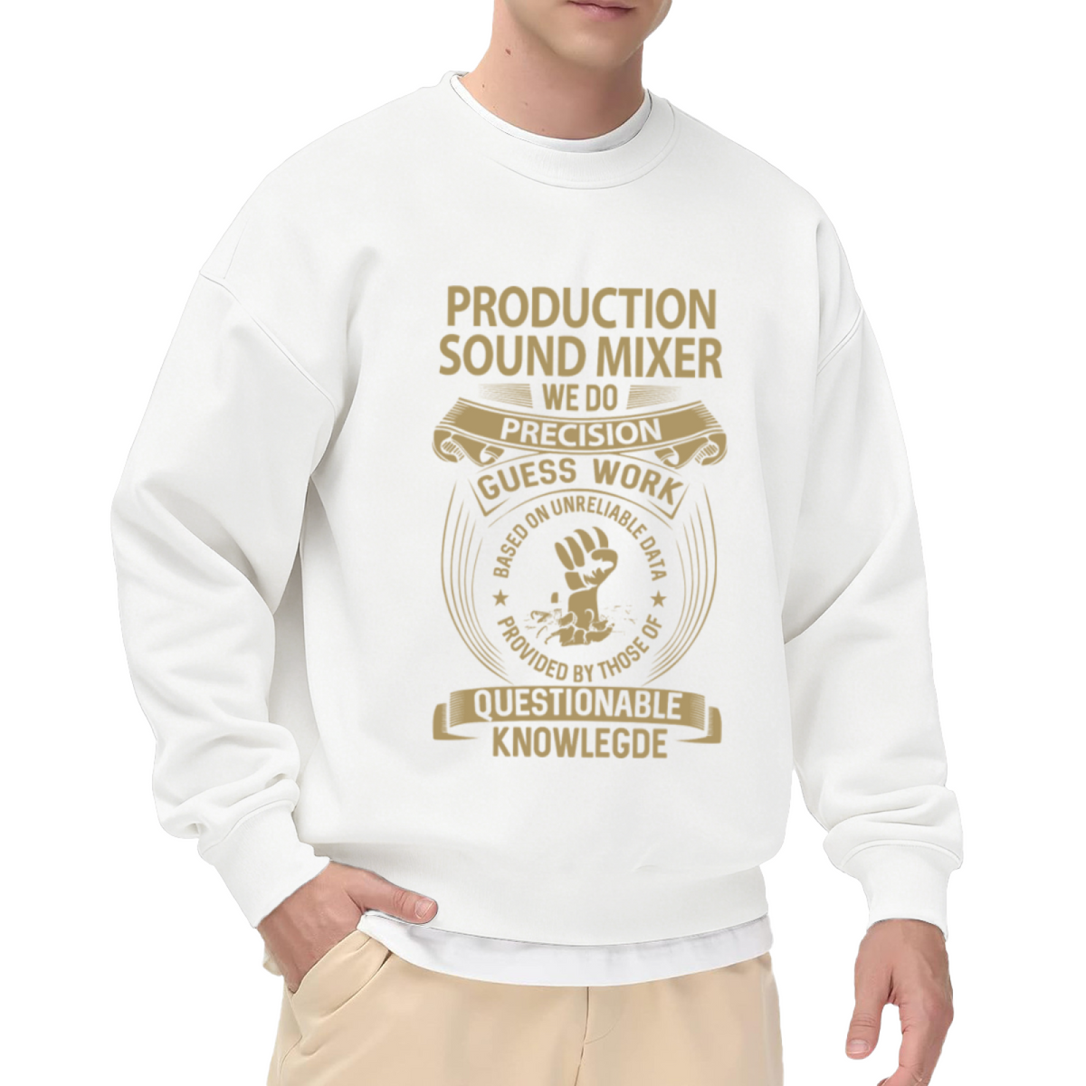 Production Sound Mixer Crewneck Sweatshirt | Funny Sound Mixer Quote Pullover, Vintage Emblem Graphic Top, Sound Engineer Gift