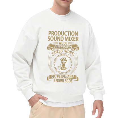 Production Sound Mixer Crewneck Sweatshirt | Funny Sound Mixer Quote Pullover, Vintage Emblem Graphic Top, Sound Engineer Gift