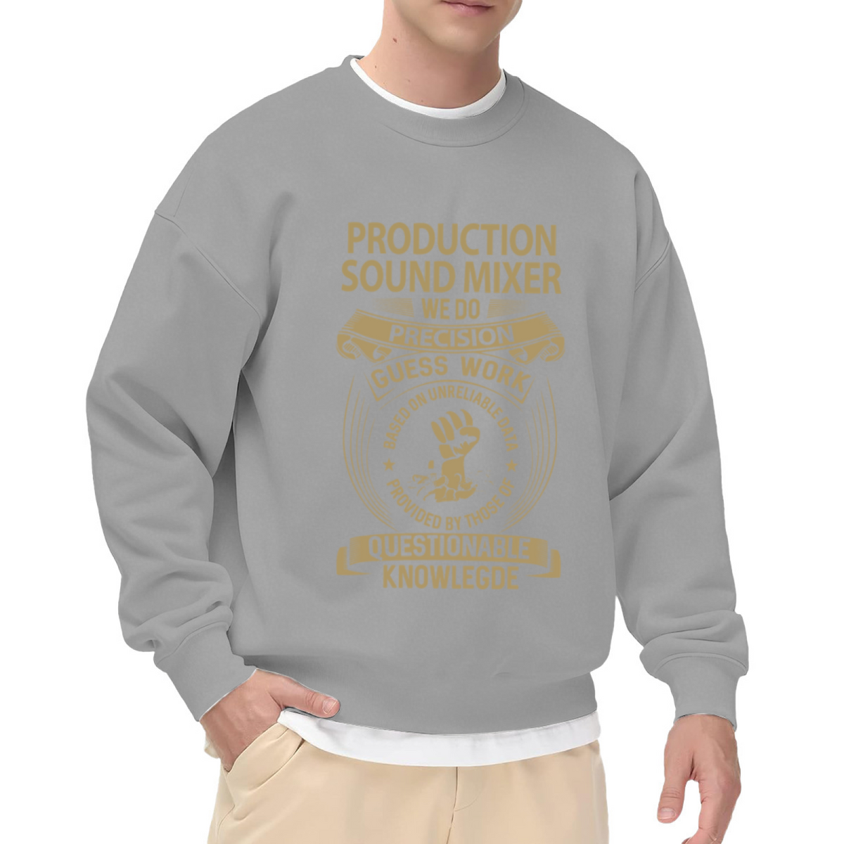 Production Sound Mixer Crewneck Sweatshirt | Funny Sound Mixer Quote Pullover, Vintage Emblem Graphic Top, Sound Engineer Gift