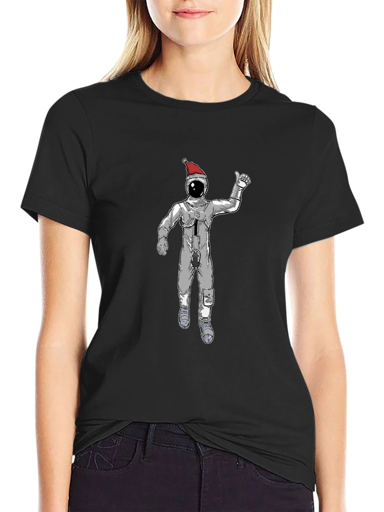 Christmas Spaceman Graphic Tee - Black