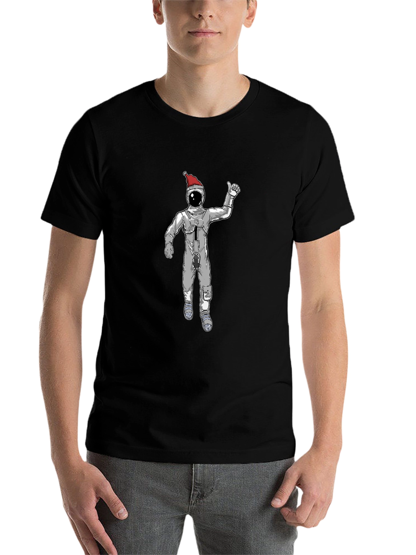 Christmas Spaceman Graphic Tee - Black