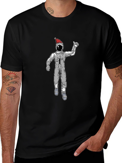 Christmas Spaceman Graphic Tee - Black