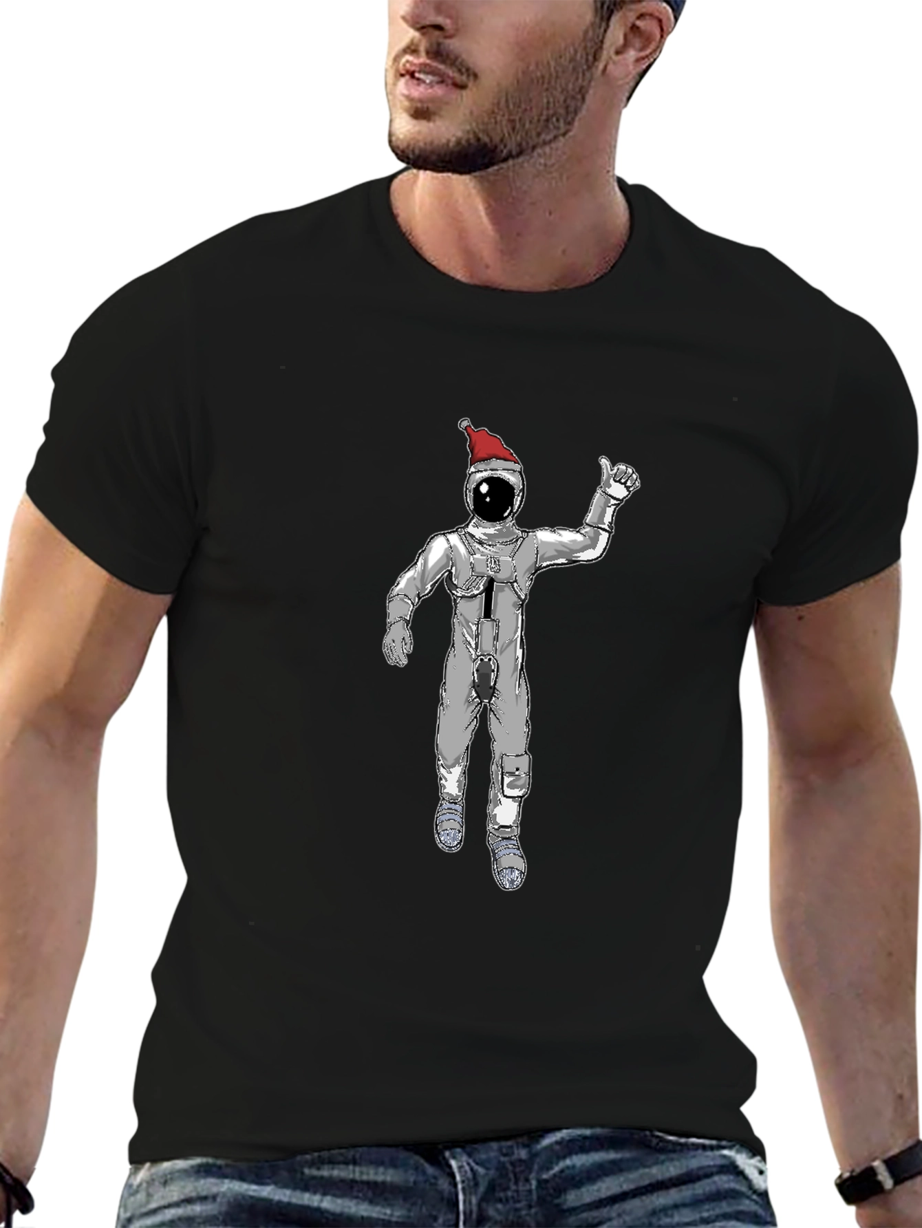 Christmas Spaceman Graphic Tee - Black