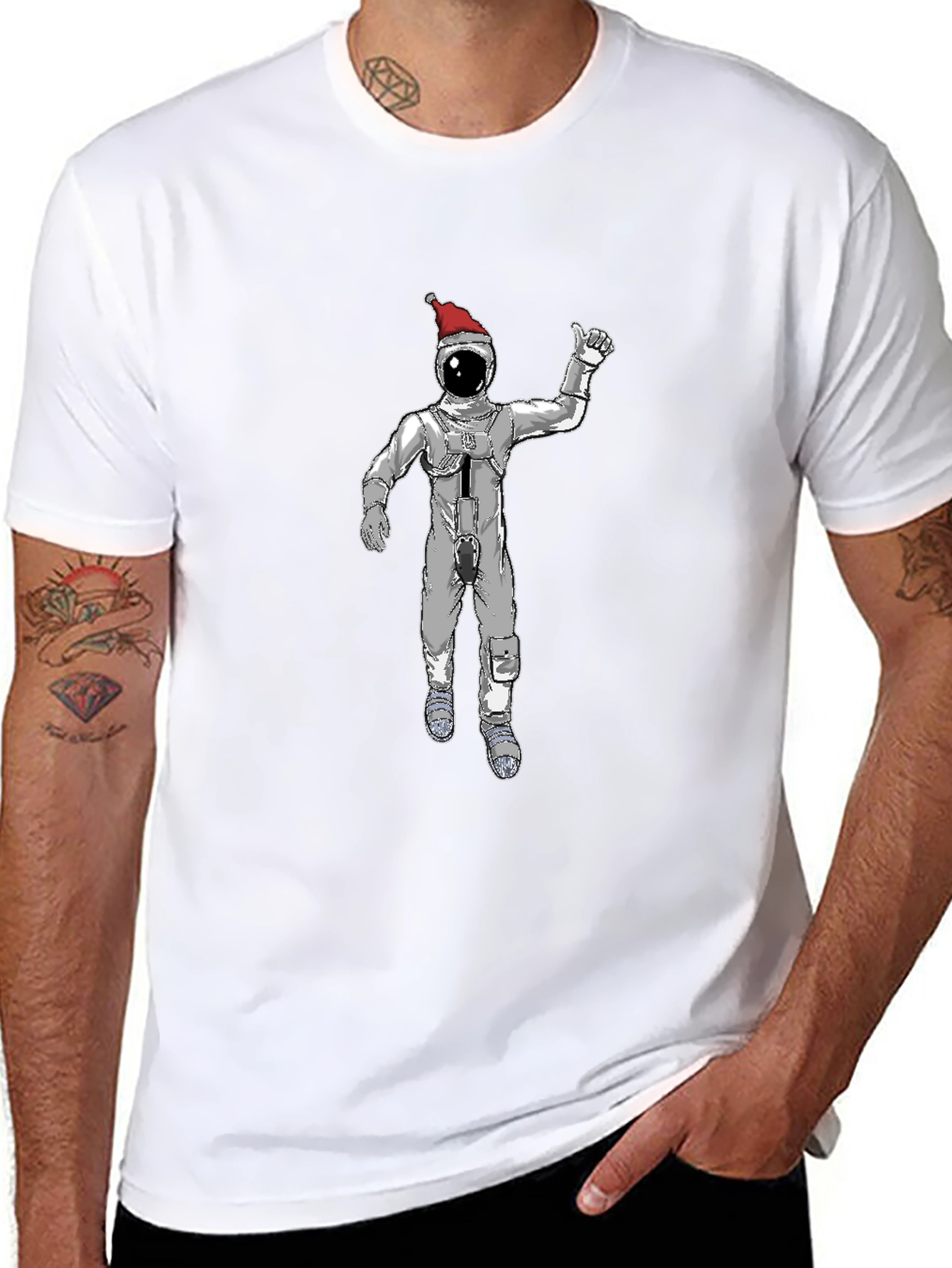 Christmas Spaceman Graphic Tee - Black