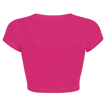 Watercolor Fluffy Kitten Hot Pink Crop Top ¨C Vibrant Rainbow Cat Graphic Baby Tee