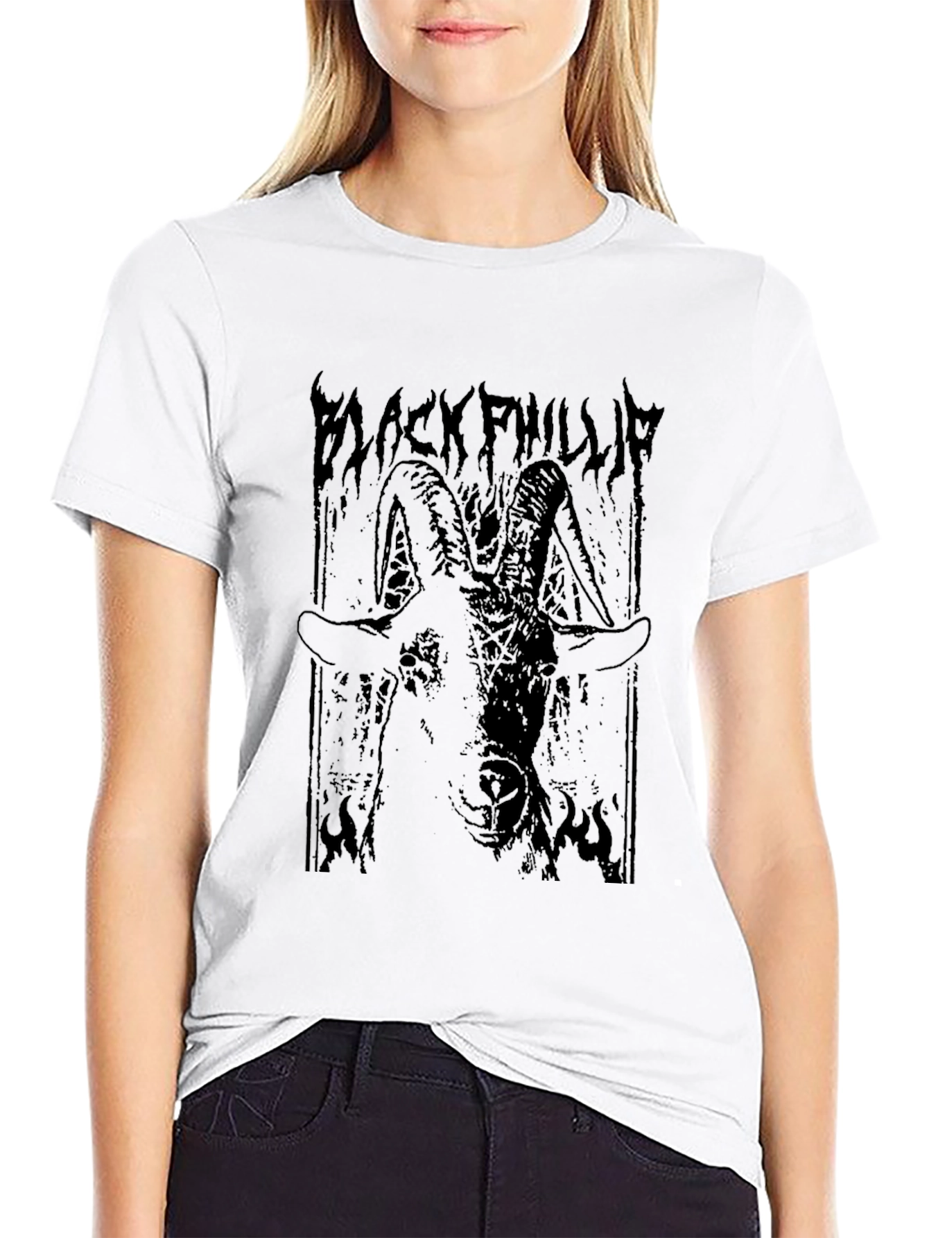 Black Phillip Goat Graphic Tee - Dark Gothic Style