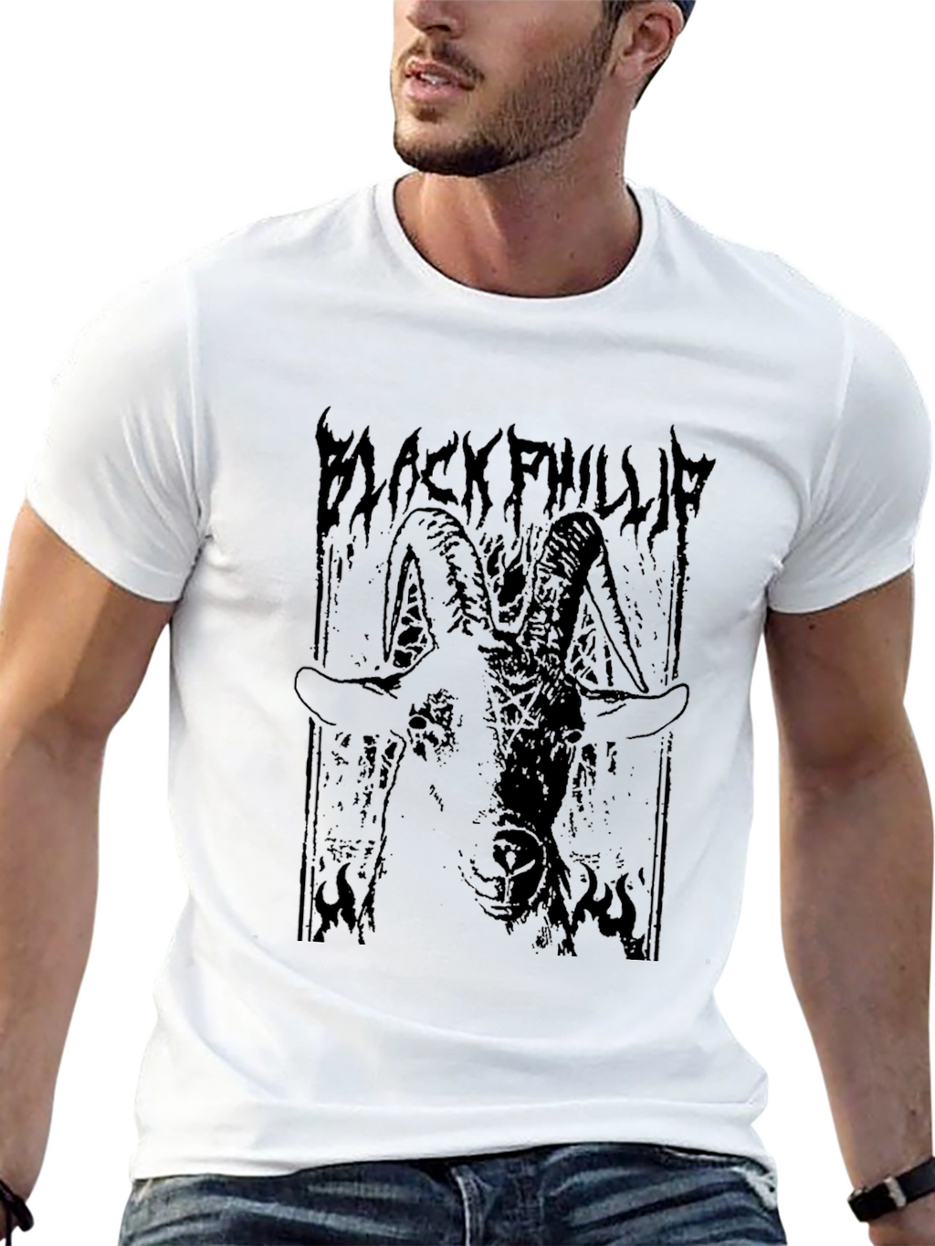 Black Phillip Goat Graphic Tee - Dark Gothic Style