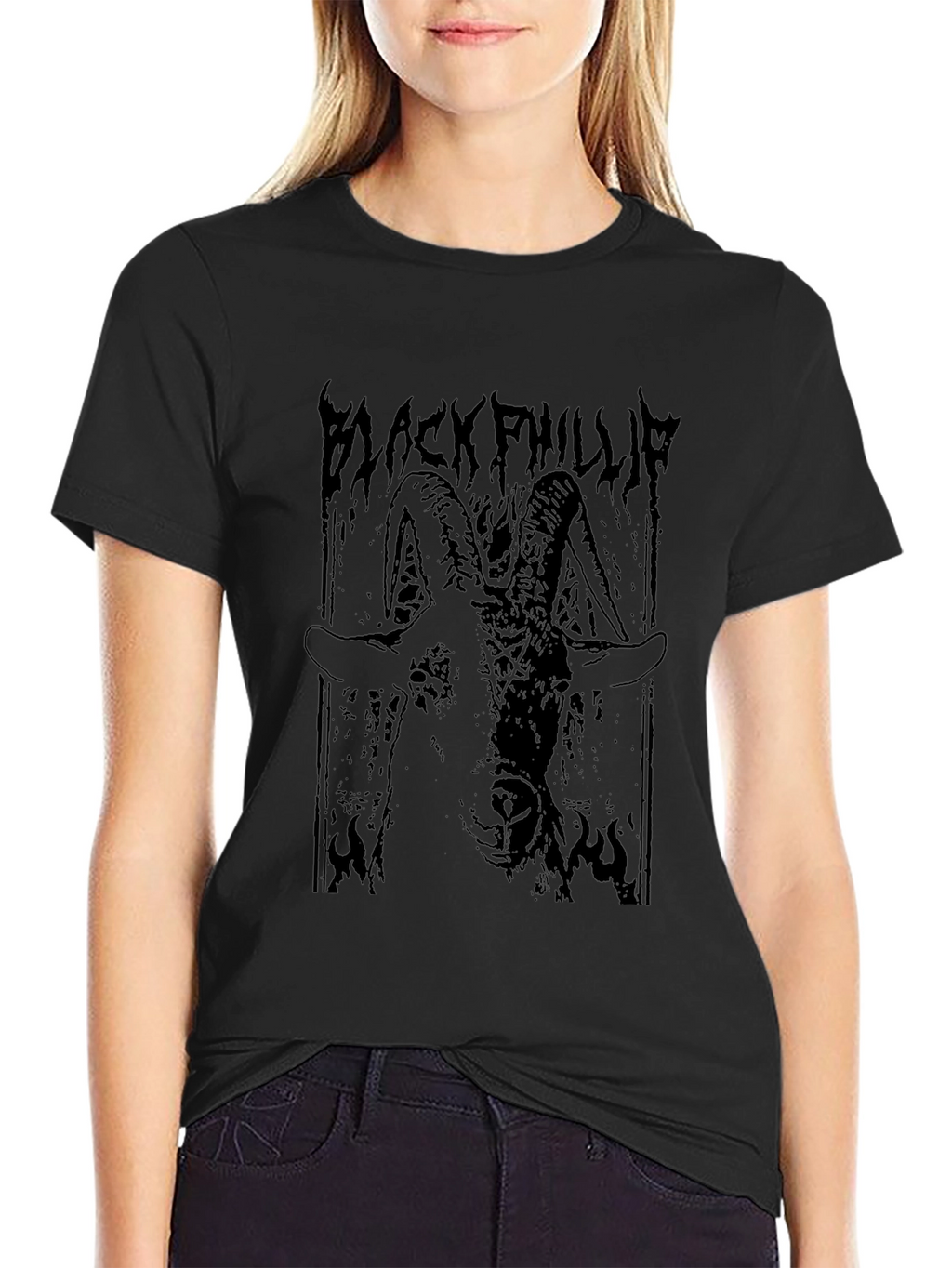 Black Phillip Goat Graphic Tee - Dark Gothic Style