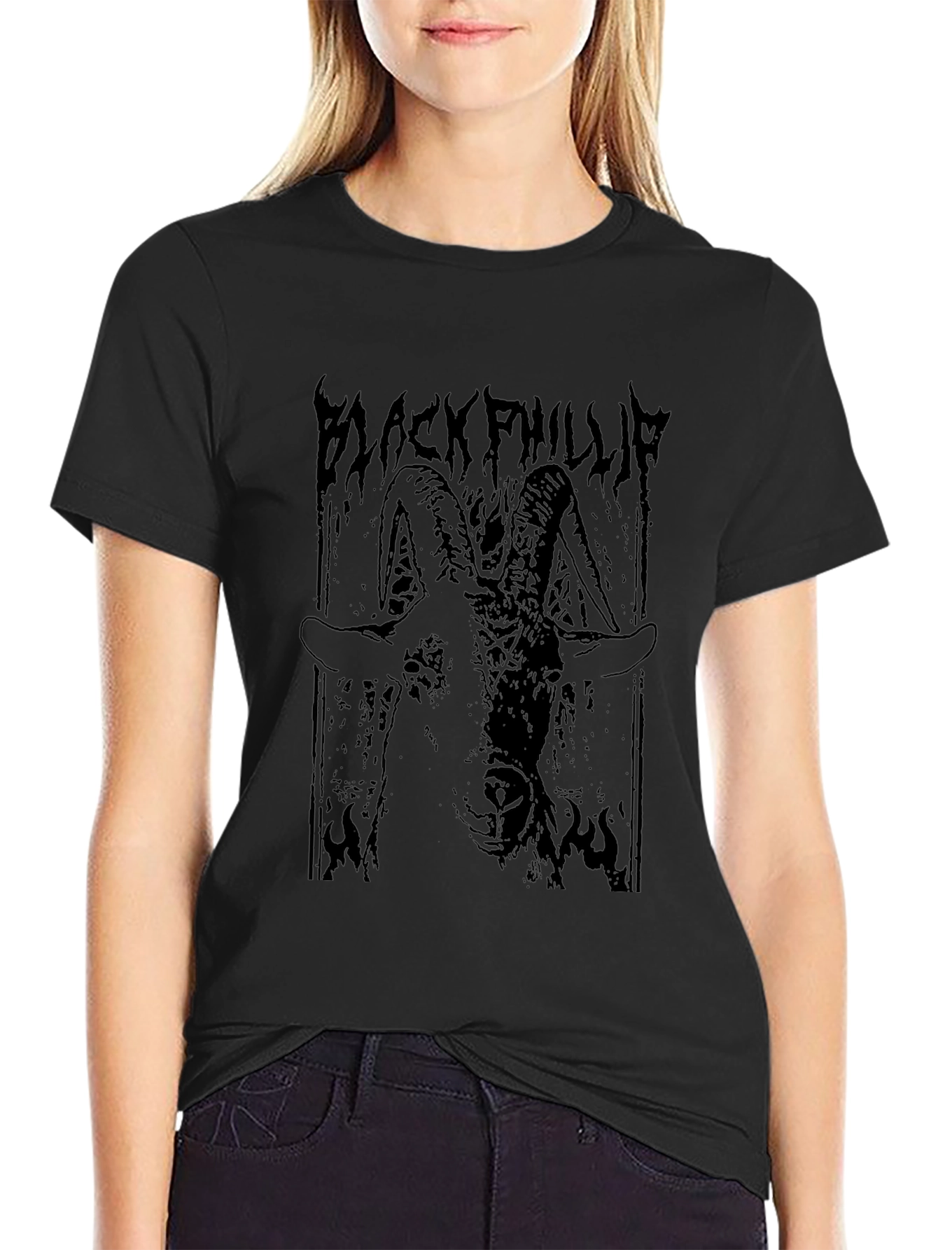 Black Phillip Goat Graphic Tee - Dark Gothic Style