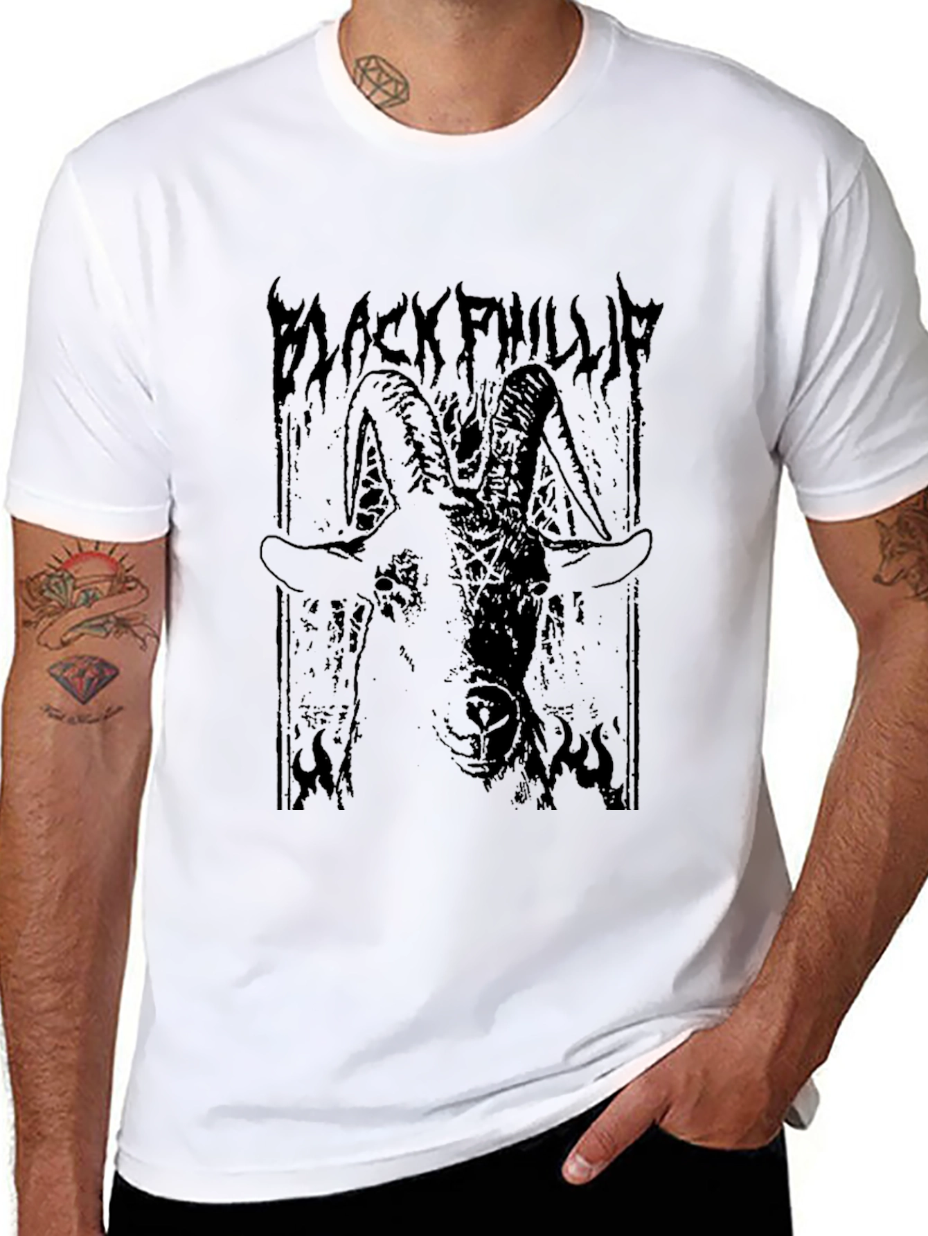 Black Phillip Goat Graphic Tee - Dark Gothic Style