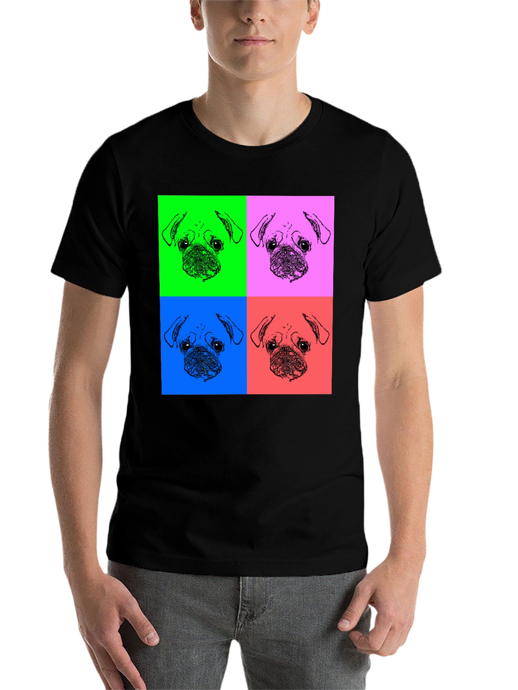 Pop Art Pug Graphic Tee - Black Unisex Shirt