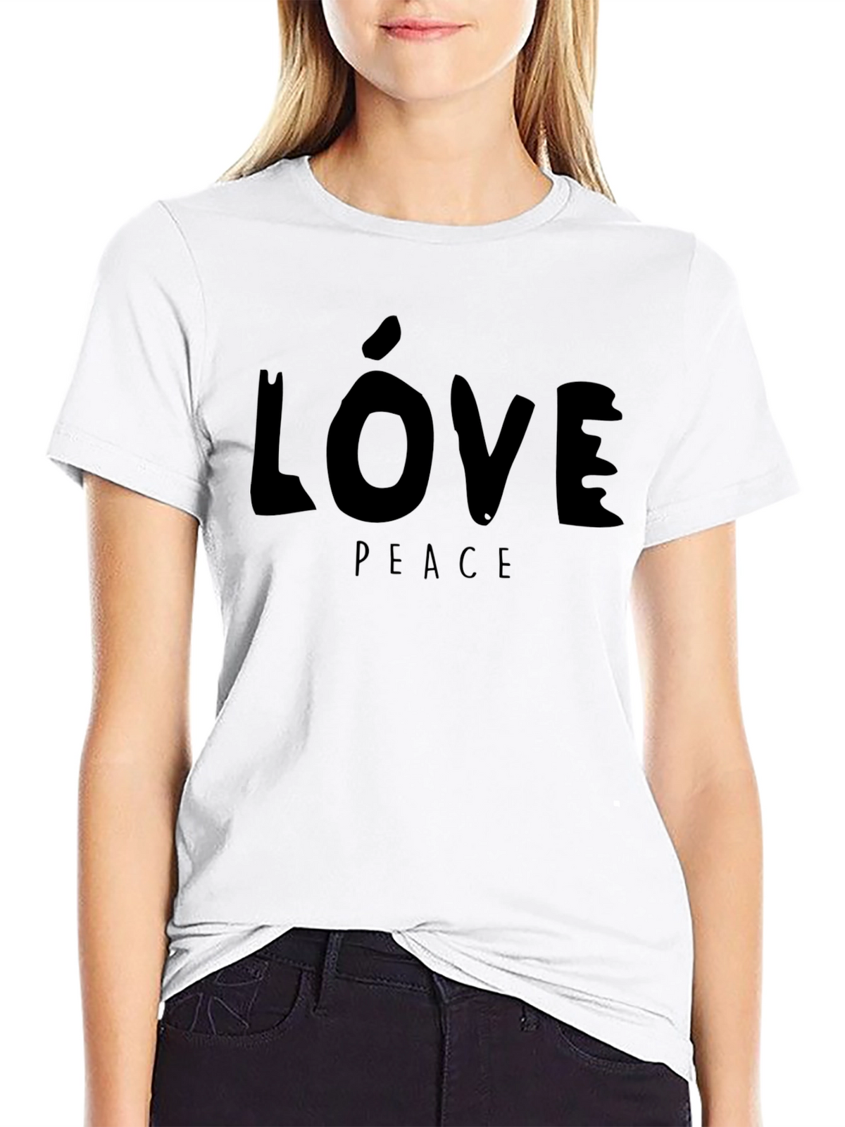 Love & Peace Graphic Black T-Shirt