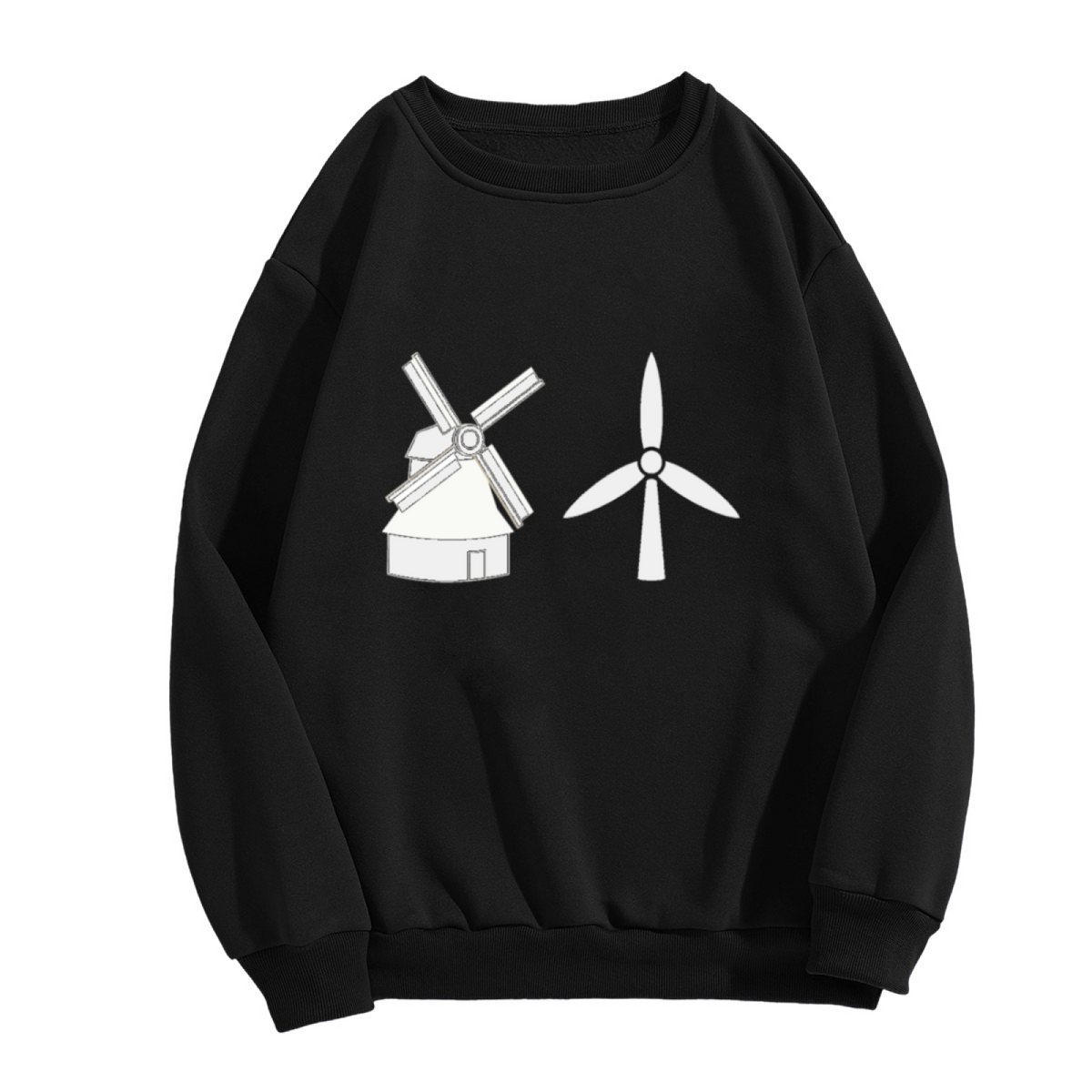 Windmill To Wind Turbine Evolution Crewneck Sweatshirt | Renewable Energy Minimalist Graphic Pullover, Eco Engineer Gift