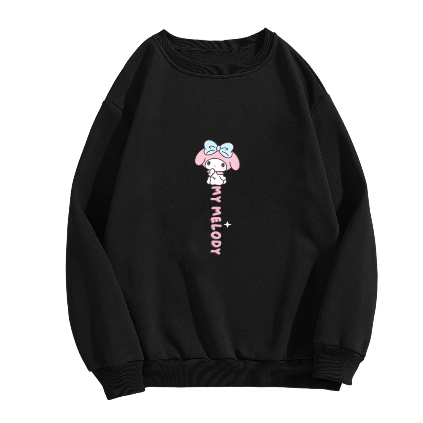 Vertical Letter My Melody Cute Black Crewneck Sweatshirt
