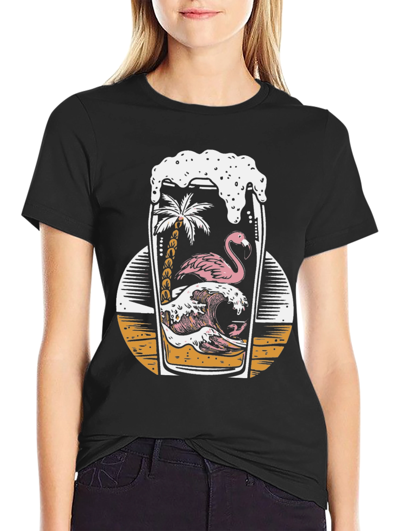 Tropical Flamingo Beer T-Shirt