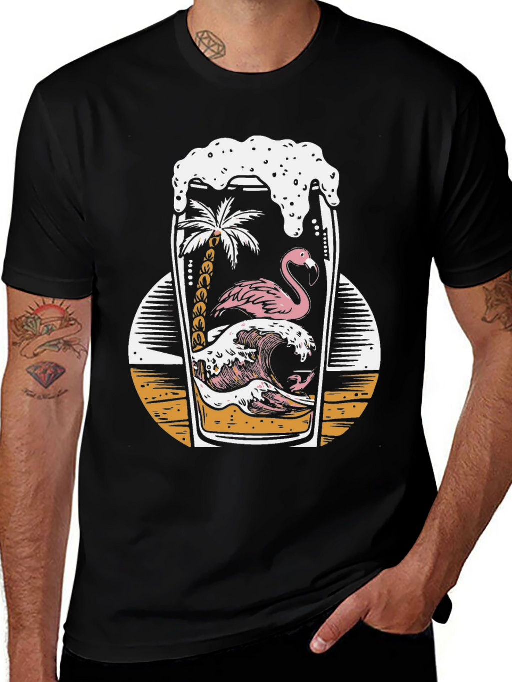 Tropical Flamingo Beer T-Shirt