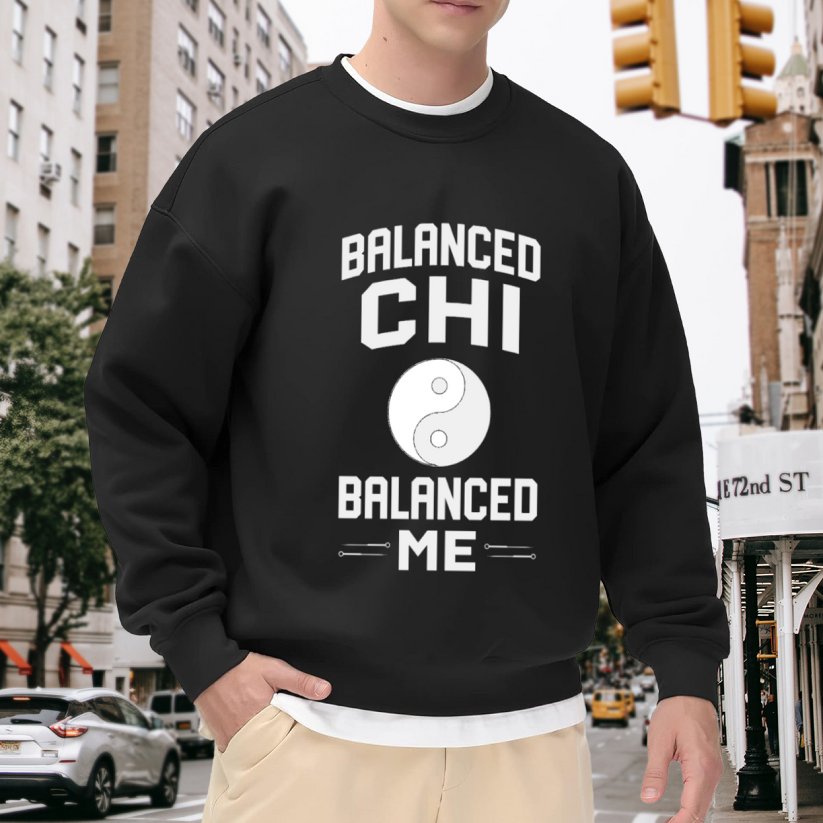 Balanced Chi Balanced Me Yin Yang Crewneck Sweatshirt, Tai Chi Symbol Pullover, Mindfulness Meditation Gift