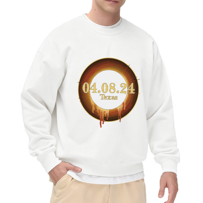 04.08.24 Texas Solar Eclipse Drip Ring Crewneck Sweatshirt | 2024 Total Eclipse Souvenir Pullover, Celestial Event Gift