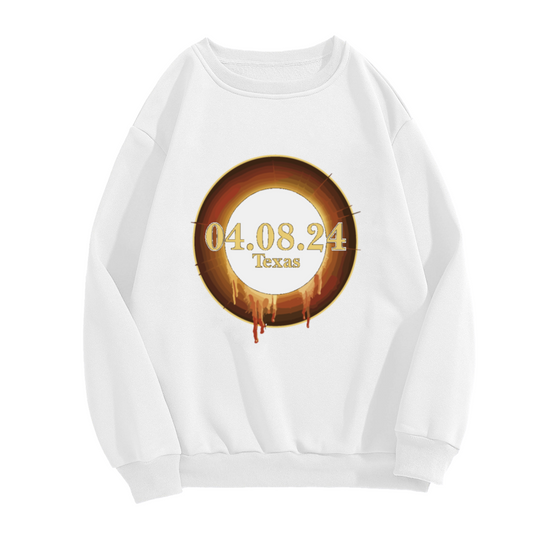 04.08.24 Texas Solar Eclipse Drip Ring Crewneck Sweatshirt | 2024 Total Eclipse Souvenir Pullover, Celestial Event Gift
